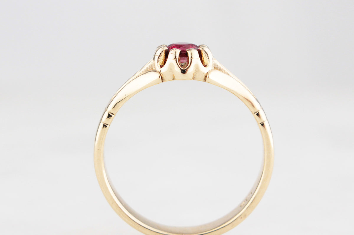 BESPOKE EDWARDIAN STYLE RUBY RING 9ct GOLD