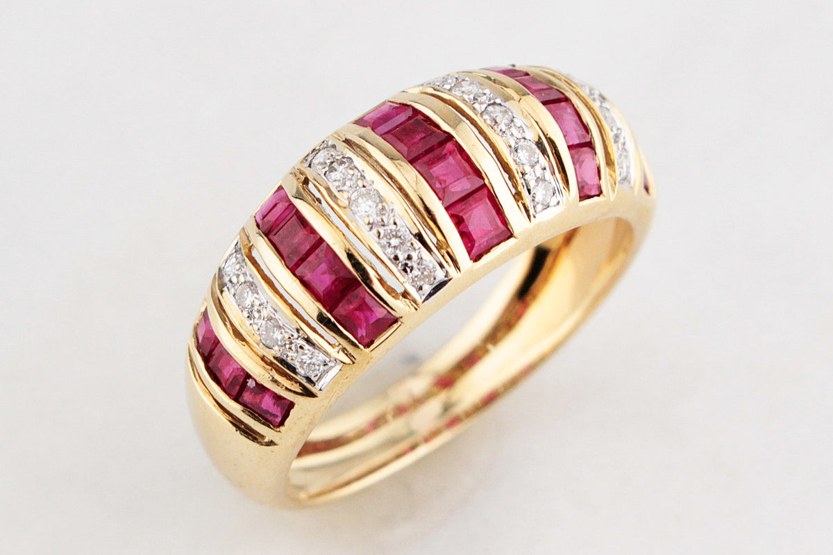 RUBY &amp; DIAMOND DOME RING 18ct GOLD