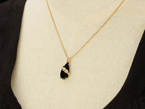 VINTAGE c1940 ONYX PENDANT 10ct GOLD