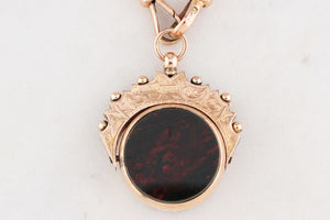 ANTIQUE VICTORIAN DOUBLE SIDED FOB SWIVEL PENDANT 9ct GOLD