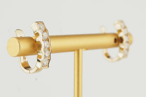 RETRO ESTATE 1ct DIAMOND HOOP EARRINGS 14ct YELLOW GOLD