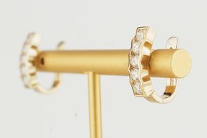 RETRO ESTATE 1ct DIAMOND HOOP EARRINGS 14ct YELLOW GOLD