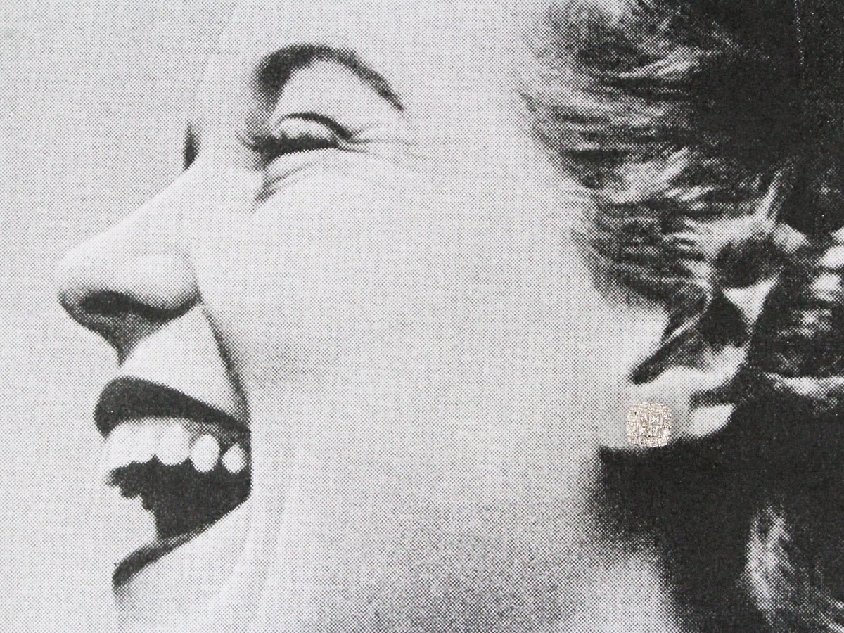 VINTAGE .50ct CLUSTER EARRINGS 9ct WHITE GOLD