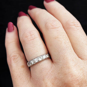 VINTAGE c1930’s SEVEN STONE .66ct DIAMOND HALF ETERNITY RING 18ct GOLD