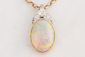 VINTAGE SOLID OPAL & DIAMOND ENHANCER PENDANT 18ct GOLD