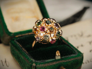 RETRO MULTI GEM SPUTNIK RING 18ct GOLD