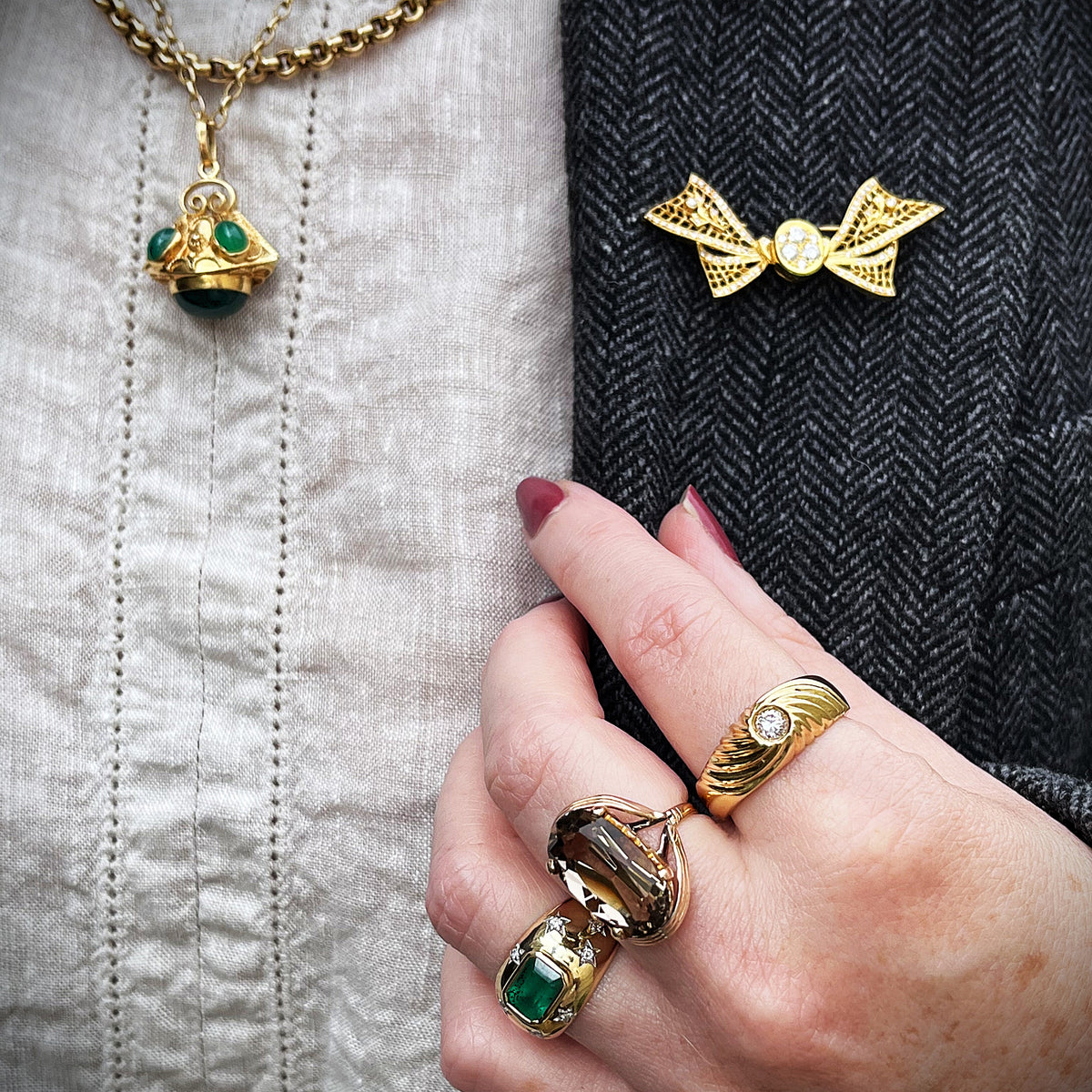 VINTAGE MID CENTURY 8.70ct SMOKY QUARTZ RING 14ct GOLD