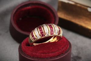 RUBY & DIAMOND DOME RING 18ct GOLD