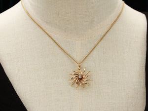 ANTIQUE DIAMOND SUN RAY PENDANT 14ct GOLD