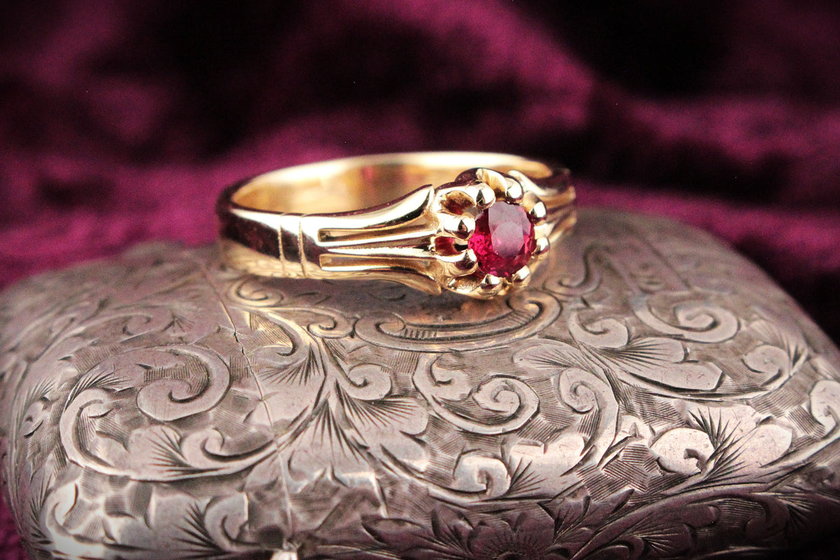 BESPOKE EDWARDIAN STYLE RUBY RING 9ct GOLD