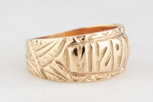 ANTIQUE EDWARDIAN MIZPAH RING 9ct GOLD