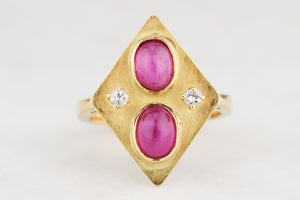 MID-CENTURY RUBY & DIAMOND RING 18ct GOLD