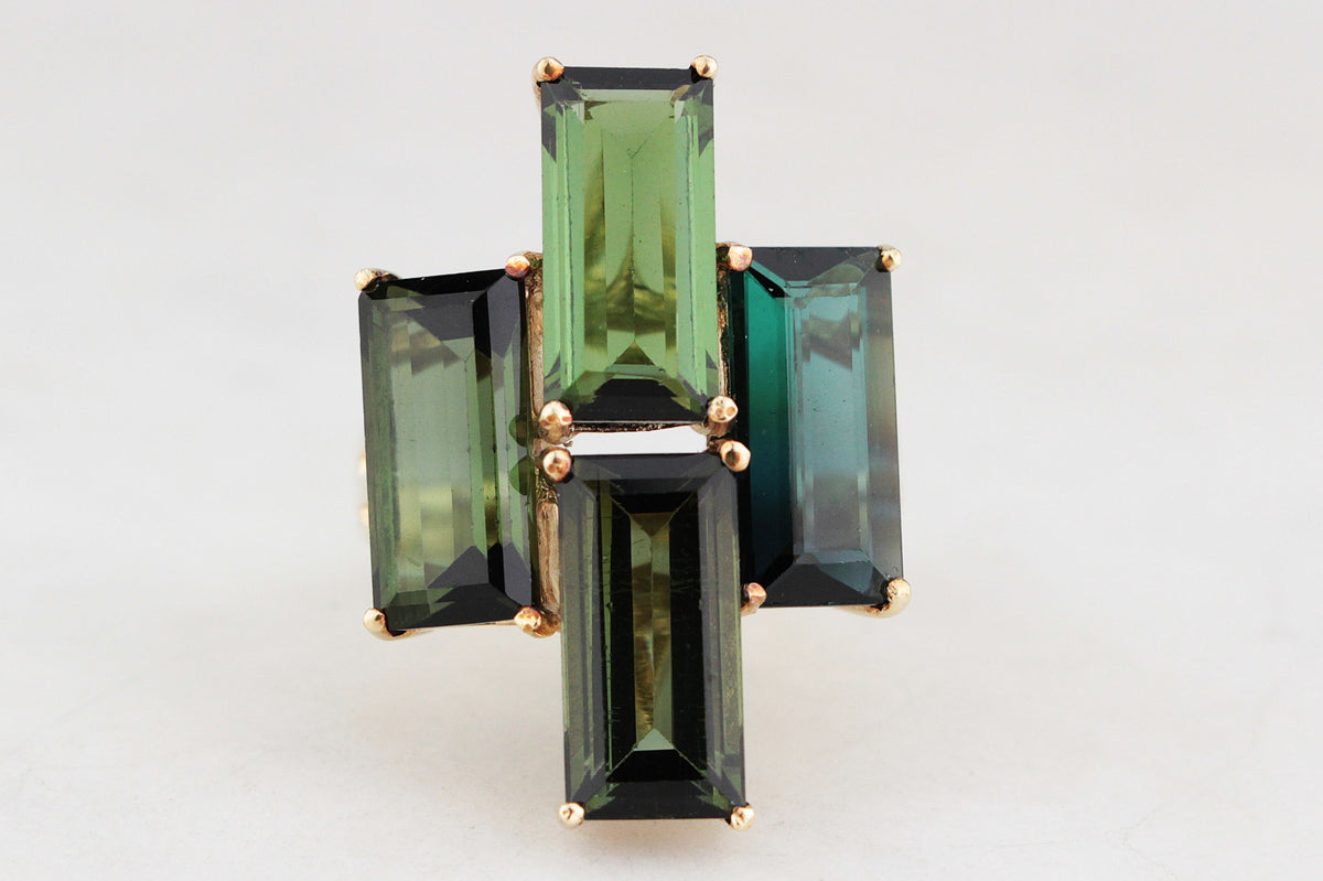 RETRO 8.40ct TOURMALINE COCKTAIL RING 9ct GOLD
