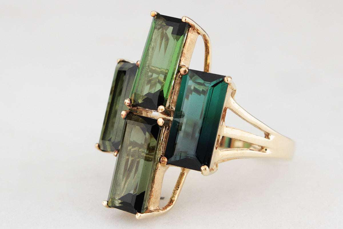 RETRO 8.40ct TOURMALINE COCKTAIL RING 9ct GOLD