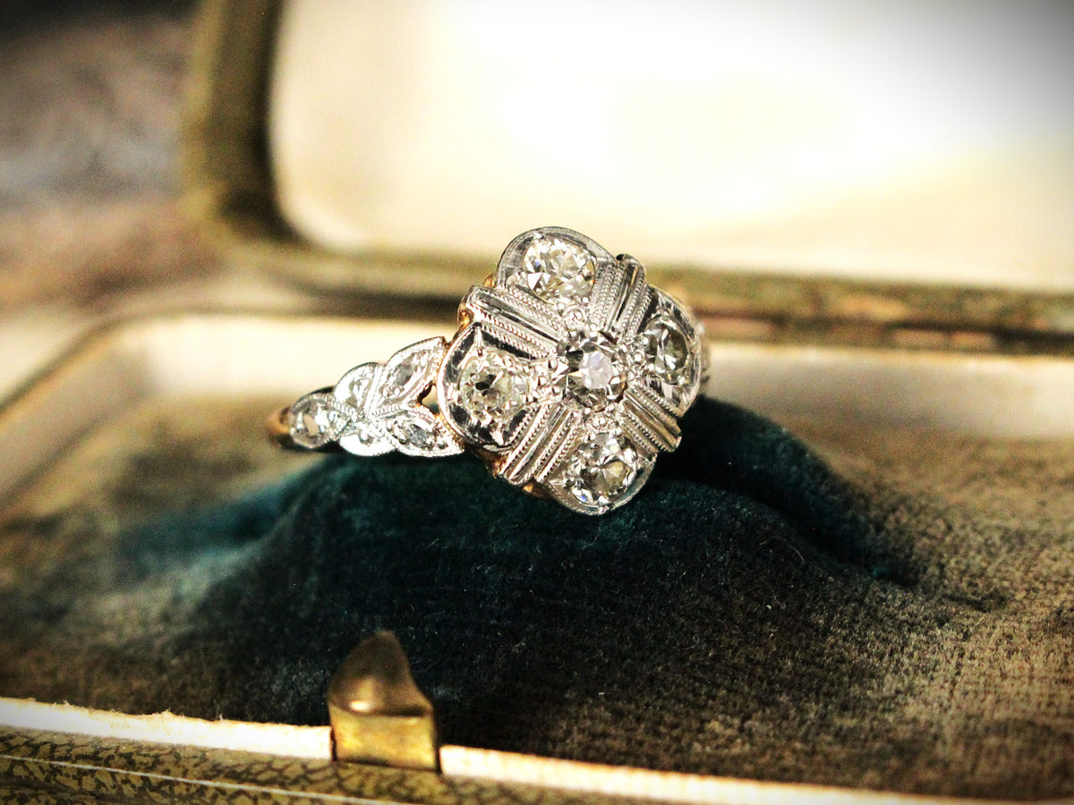 ANTIQUE EDWARDIAN DIAMOND RING 18ct GOLD &amp; PLATINUM