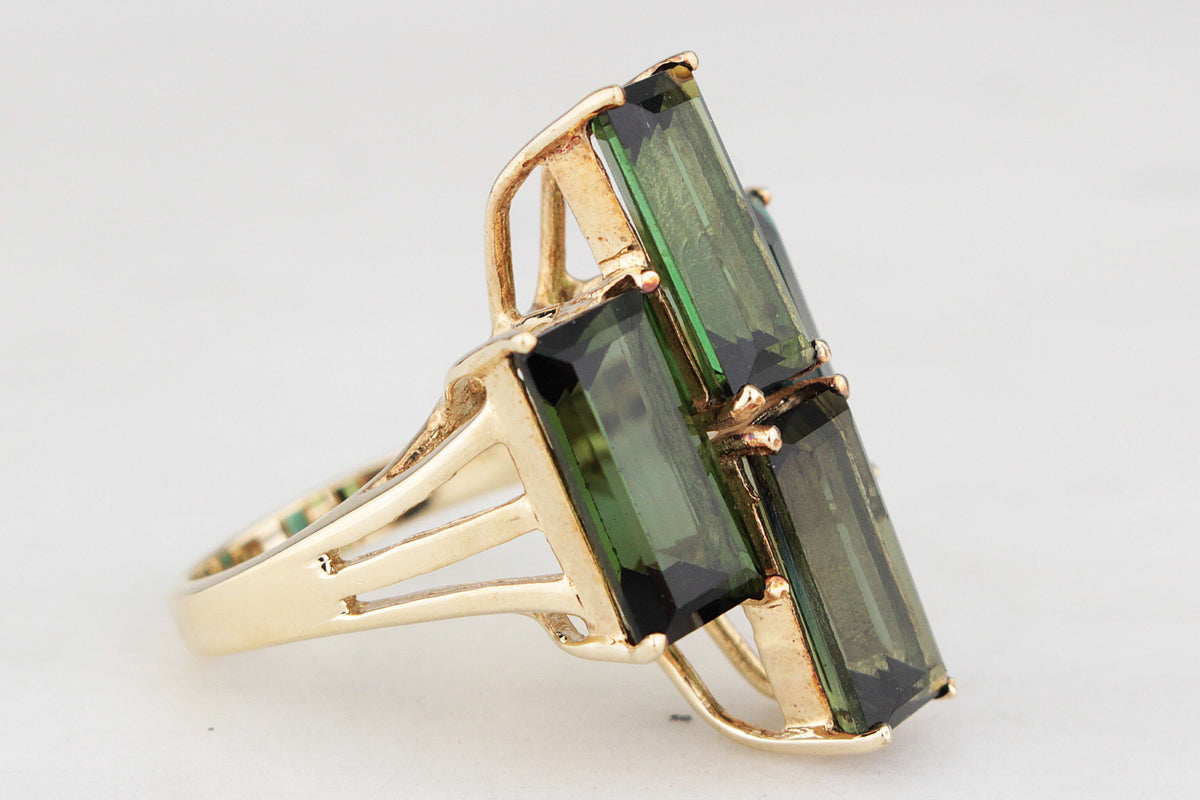 RETRO 8.40ct TOURMALINE COCKTAIL RING 9ct GOLD