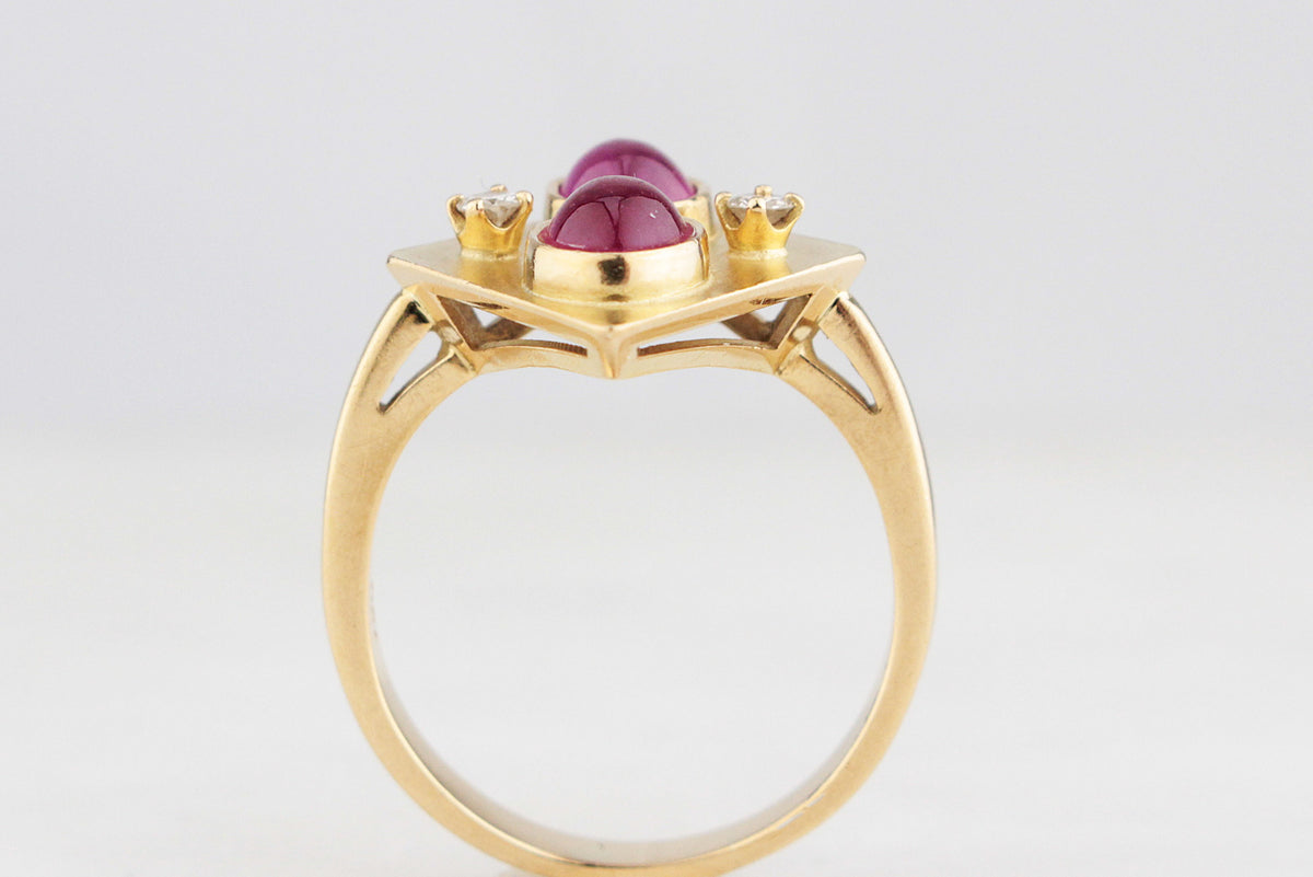 MID-CENTURY RUBY &amp; DIAMOND RING 18ct GOLD