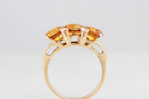 RETRO CITRINE TRILOGY RING 10ct GOLD