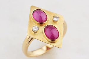 MID-CENTURY RUBY & DIAMOND RING 18ct GOLD