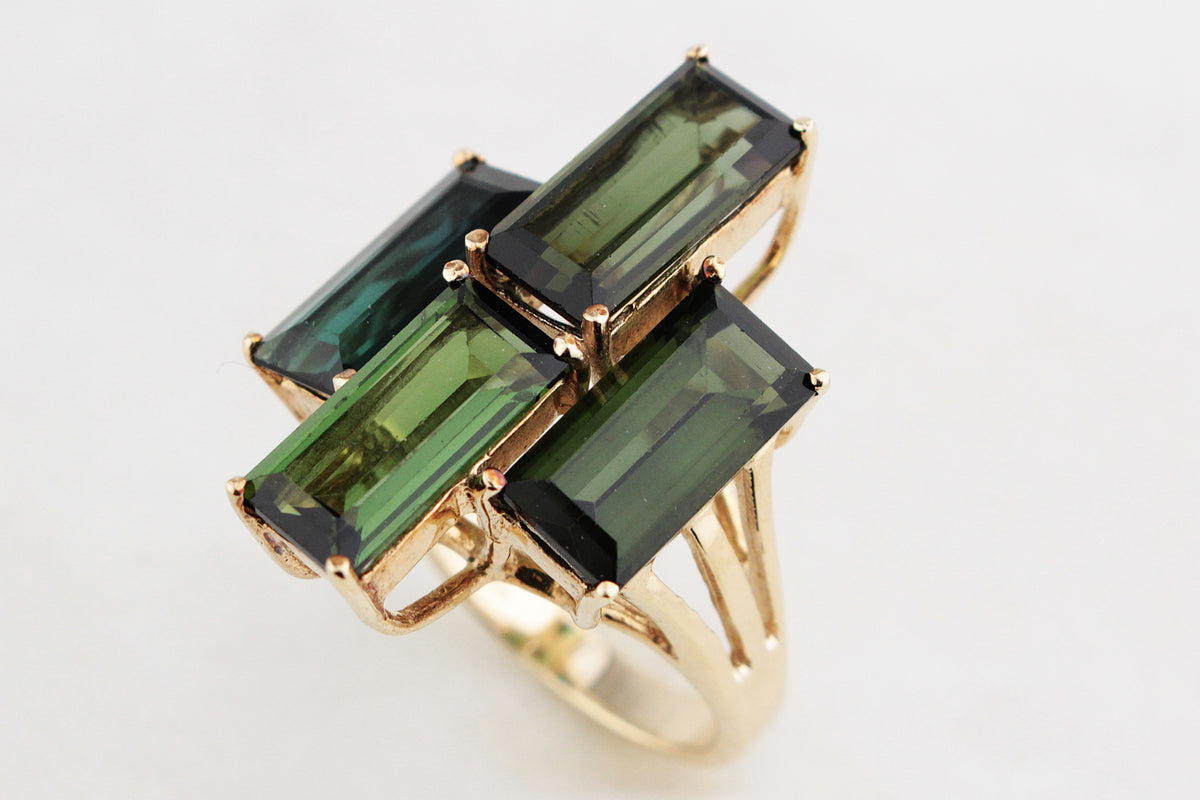 RETRO 8.40ct TOURMALINE COCKTAIL RING 9ct GOLD