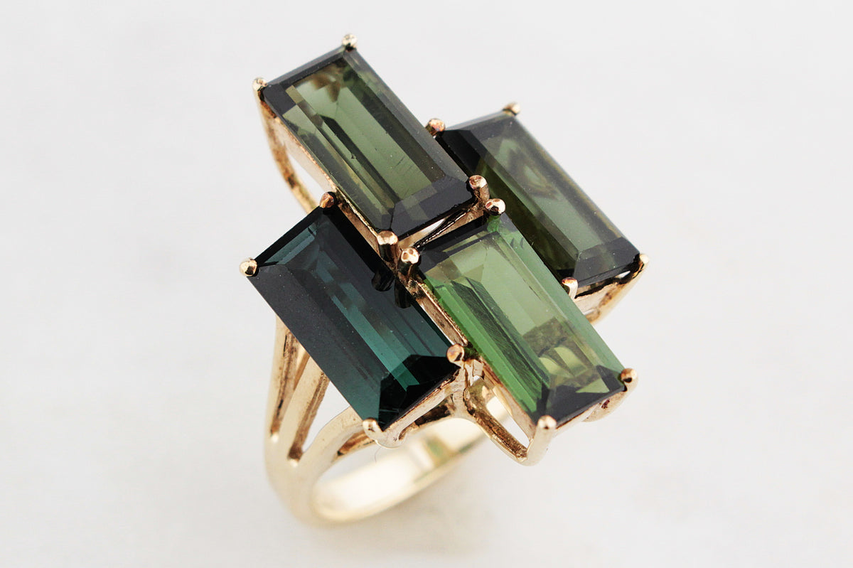 RETRO 8.40ct TOURMALINE COCKTAIL RING 9ct GOLD