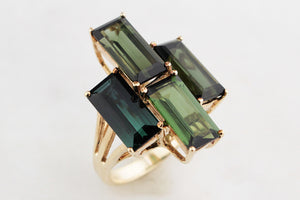 RETRO 8.40ct TOURMALINE COCKTAIL RING 9ct GOLD