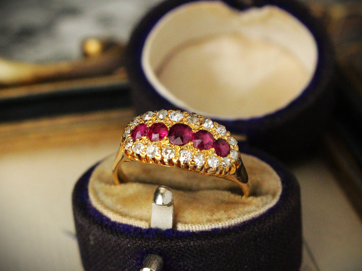 ANTIQUE EDWARDIAN RUBY &amp; DIAMOND RING 18ct GOLD