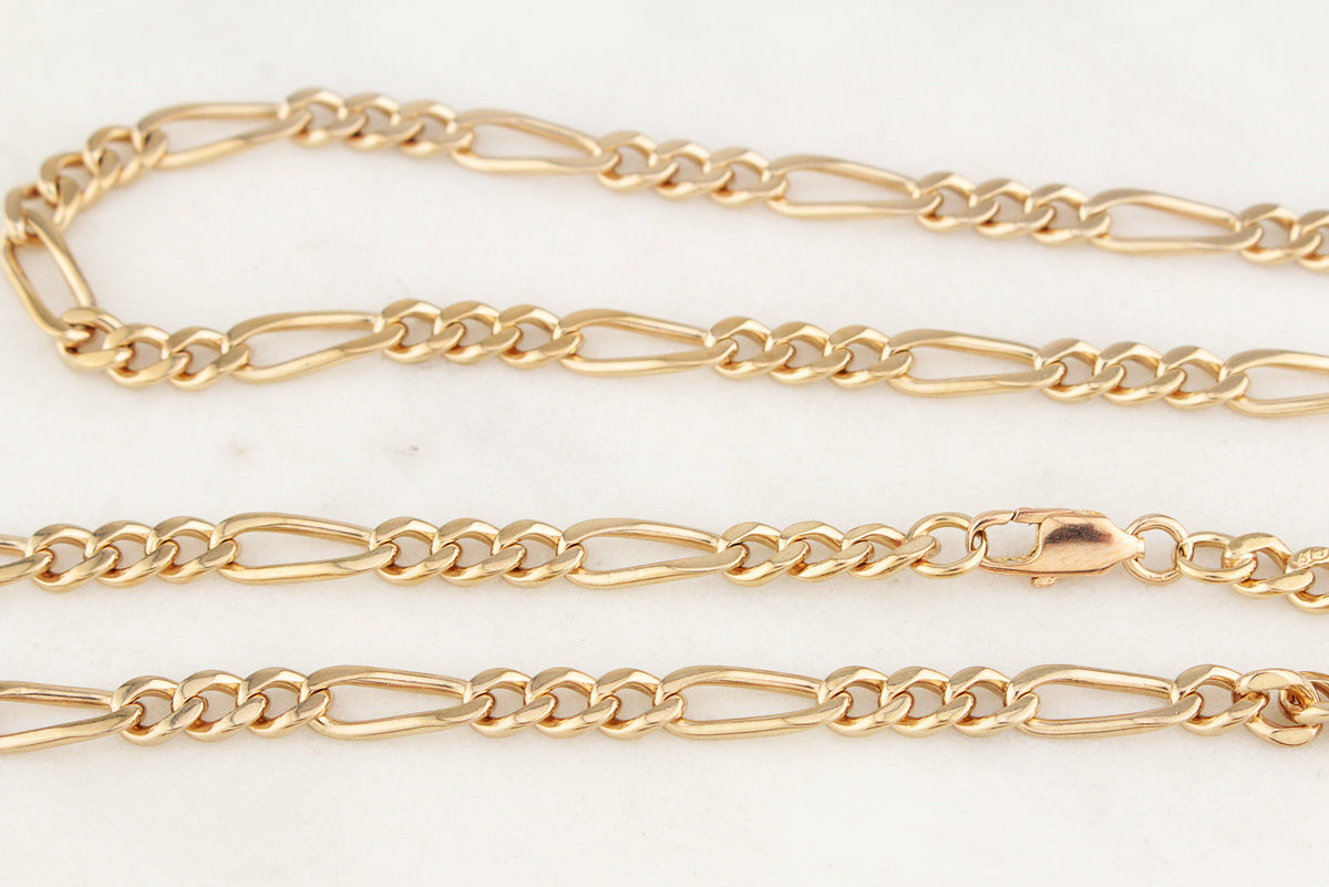VINTAGE ITALIAN 20.68 GRAM FIGARO CHAIN 9ct GOLD