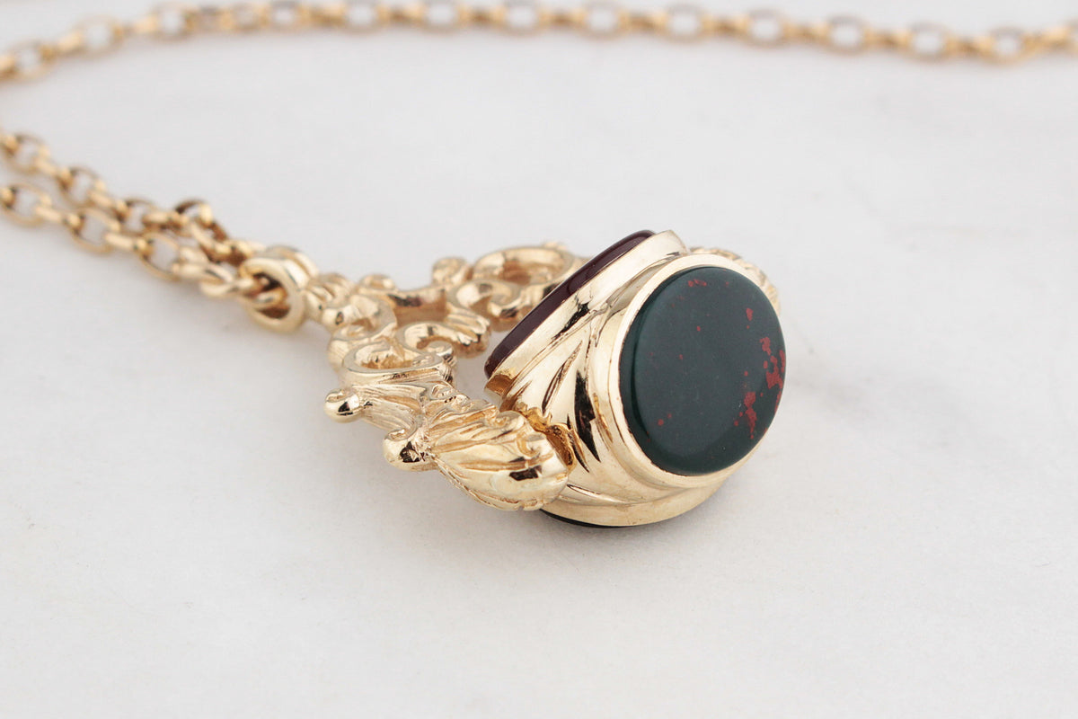 ANTIQUE VICTORIAN TRIPLE FOB SPINNER 9ct GOLD