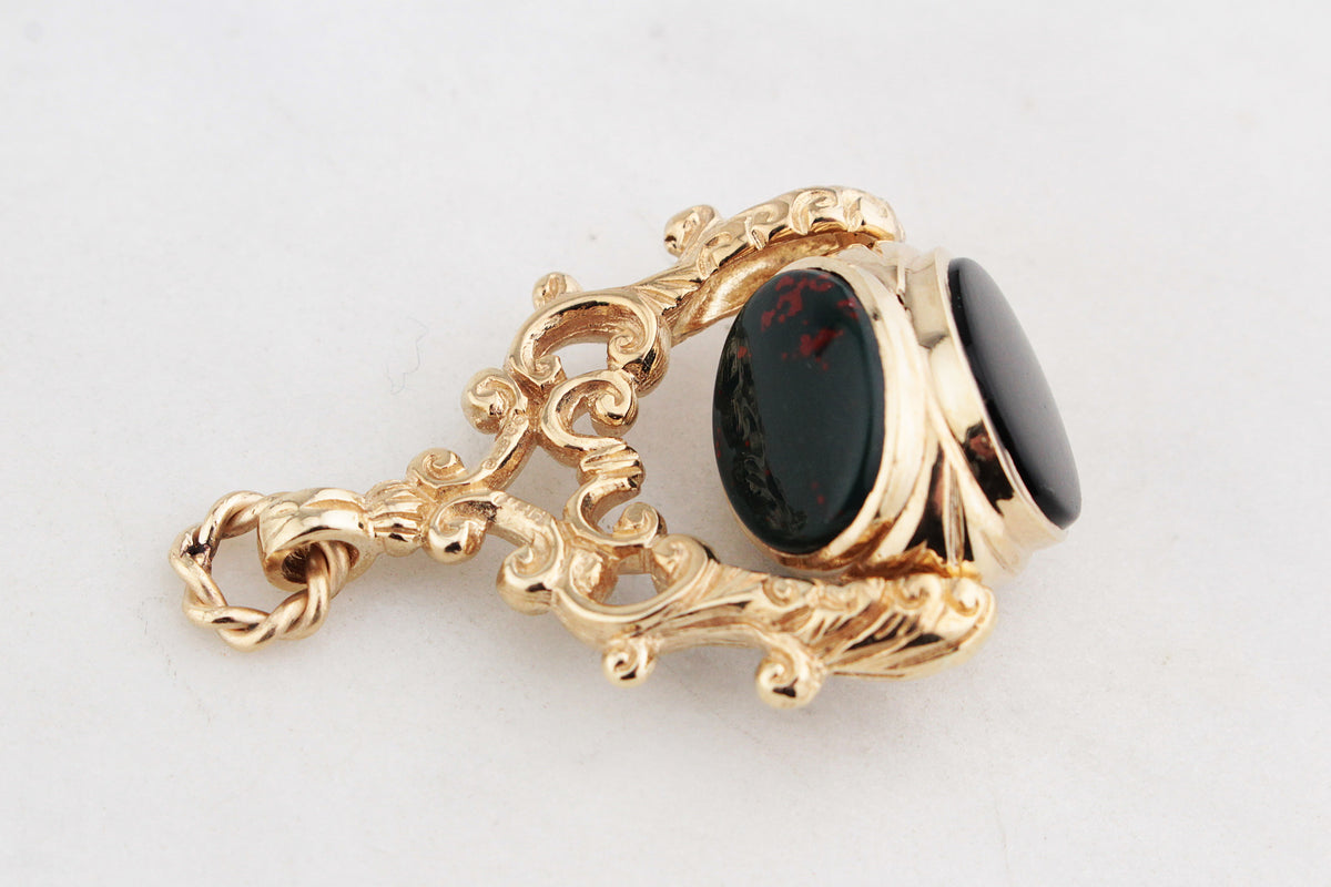 ANTIQUE VICTORIAN TRIPLE FOB SPINNER 9ct GOLD