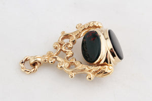 ANTIQUE VICTORIAN TRIPLE FOB SPINNER 9ct GOLD