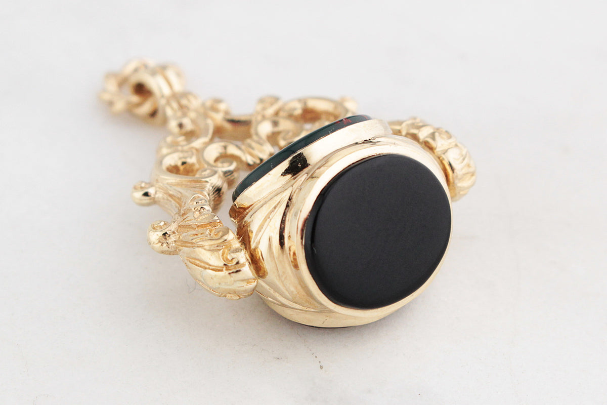 ANTIQUE VICTORIAN TRIPLE FOB SPINNER 9ct GOLD