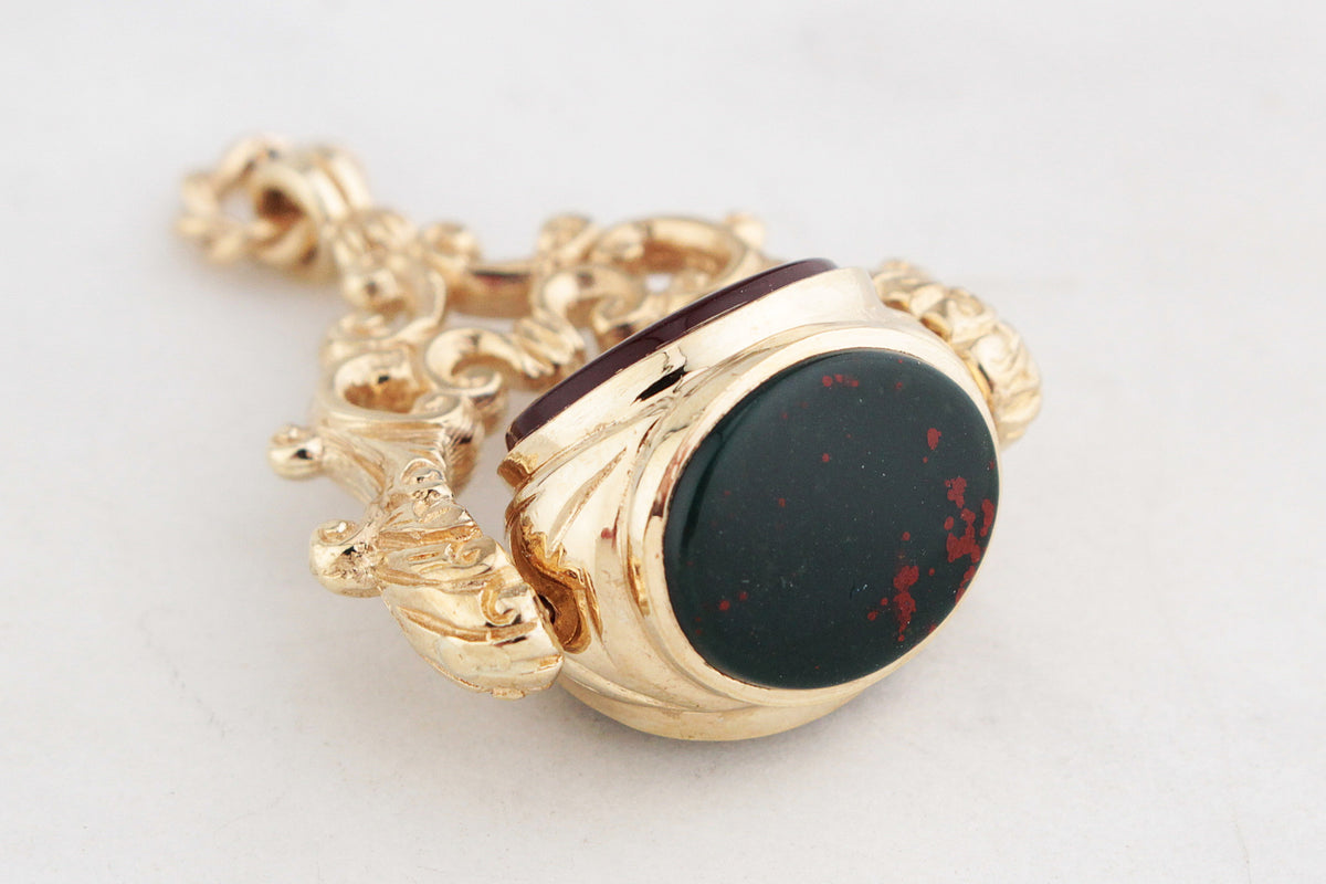 ANTIQUE VICTORIAN TRIPLE FOB SPINNER 9ct GOLD