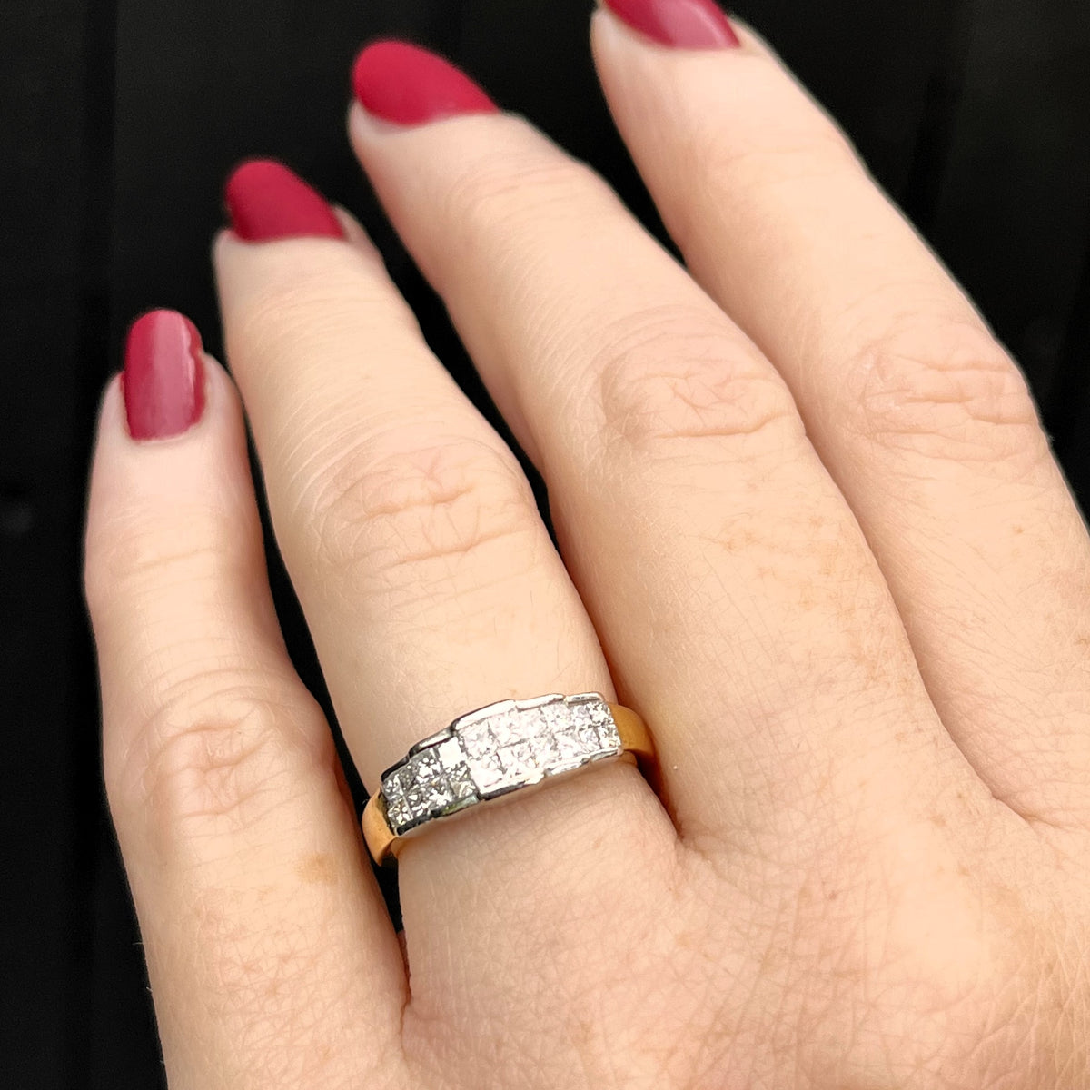 VINTAGE ART DECO STYLE .72ct DIAMOND RING 18ct WHITE &amp; YELLOW GOLD