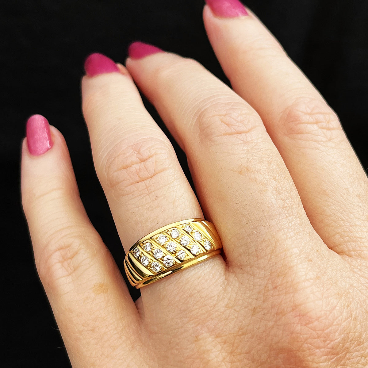 VINTAGE ITALIAN .45ct DIAMOND BAND 18ct GOLD