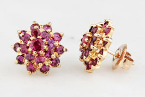 VINTAGE MID CENTURY 2.14ct RUBY EARRINGS 9ct GOLD