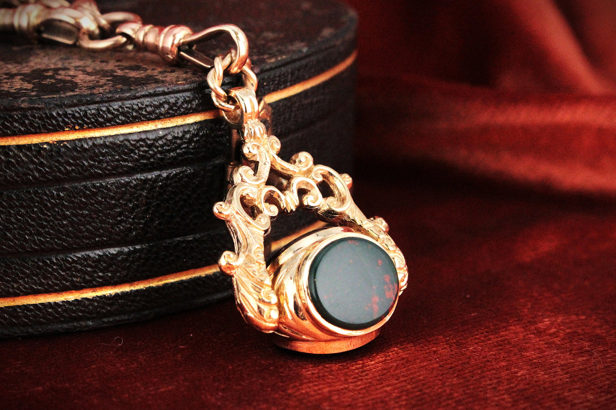 ANTIQUE VICTORIAN TRIPLE FOB SPINNER 9ct GOLD