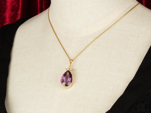 ANTIQUE EDWARDIAN AMETHYST & SEED PEARL PENDANT 14ct GOLD