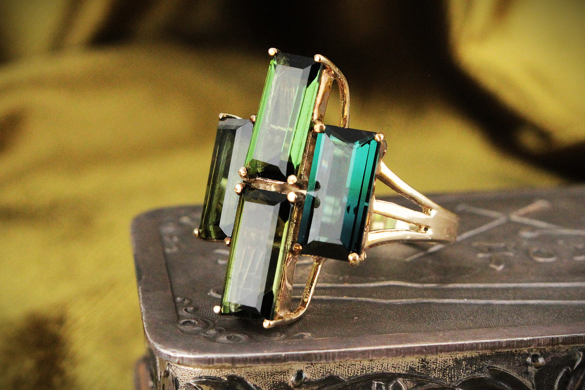 RETRO 8.40ct TOURMALINE COCKTAIL RING 9ct GOLD