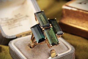 RETRO 8.40ct TOURMALINE COCKTAIL RING 9ct GOLD