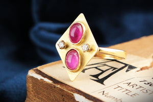 MID-CENTURY RUBY & DIAMOND RING 18ct GOLD