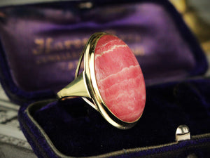 VINTAGE MID-CENTURY RHODOCHROSITE RING 8ct GOLD