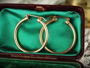 ANTIQUE EDWARDIAN HOOP EARRINGS 9ct GOLD