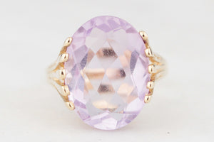 MID-CENTURY ROSE-DE-FRANCE AMETHYST COCKTAIL RING 9ct GOLD