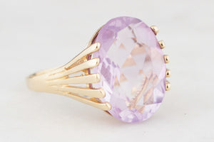 MID-CENTURY ROSE-DE-FRANCE AMETHYST COCKTAIL RING 9ct GOLD