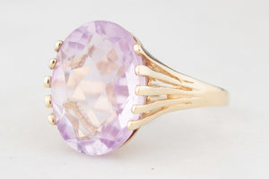 MID-CENTURY ROSE-DE-FRANCE AMETHYST COCKTAIL RING 9ct GOLD
