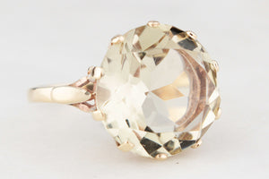 MID-CENTURY 11.70ct CITRINE COCKTAIL RING 9ct GOLD