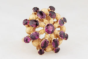 VINTAGE 1940’S PYROPE GARNET COCKTAIL RING 14ct GOLD