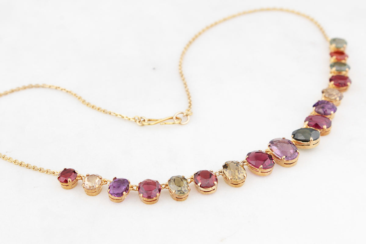 ANTIQUE EDWARDIAN c1900 HARLEQUIN NECKLACE 9ct GOLD