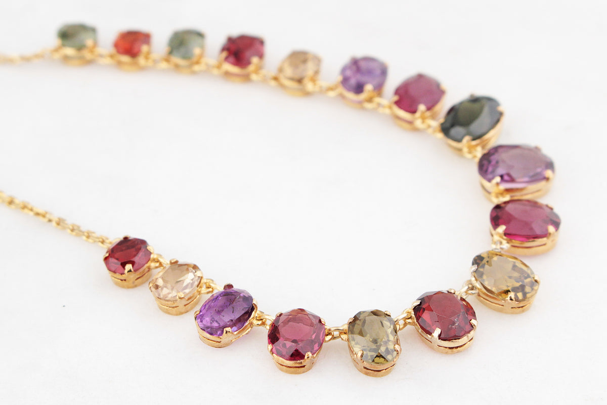 ANTIQUE EDWARDIAN c1900 HARLEQUIN NECKLACE 9ct GOLD